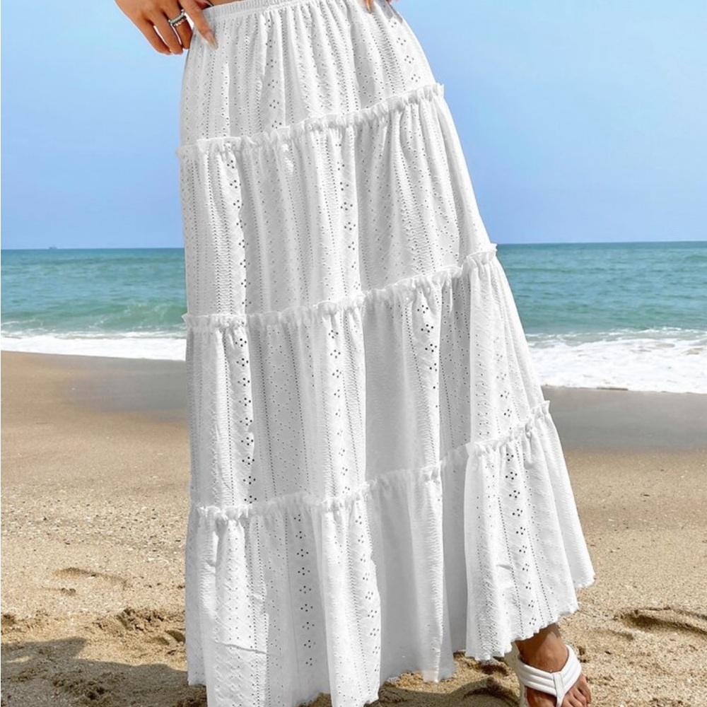 SHEIN White Eyelet Maxi Skirt